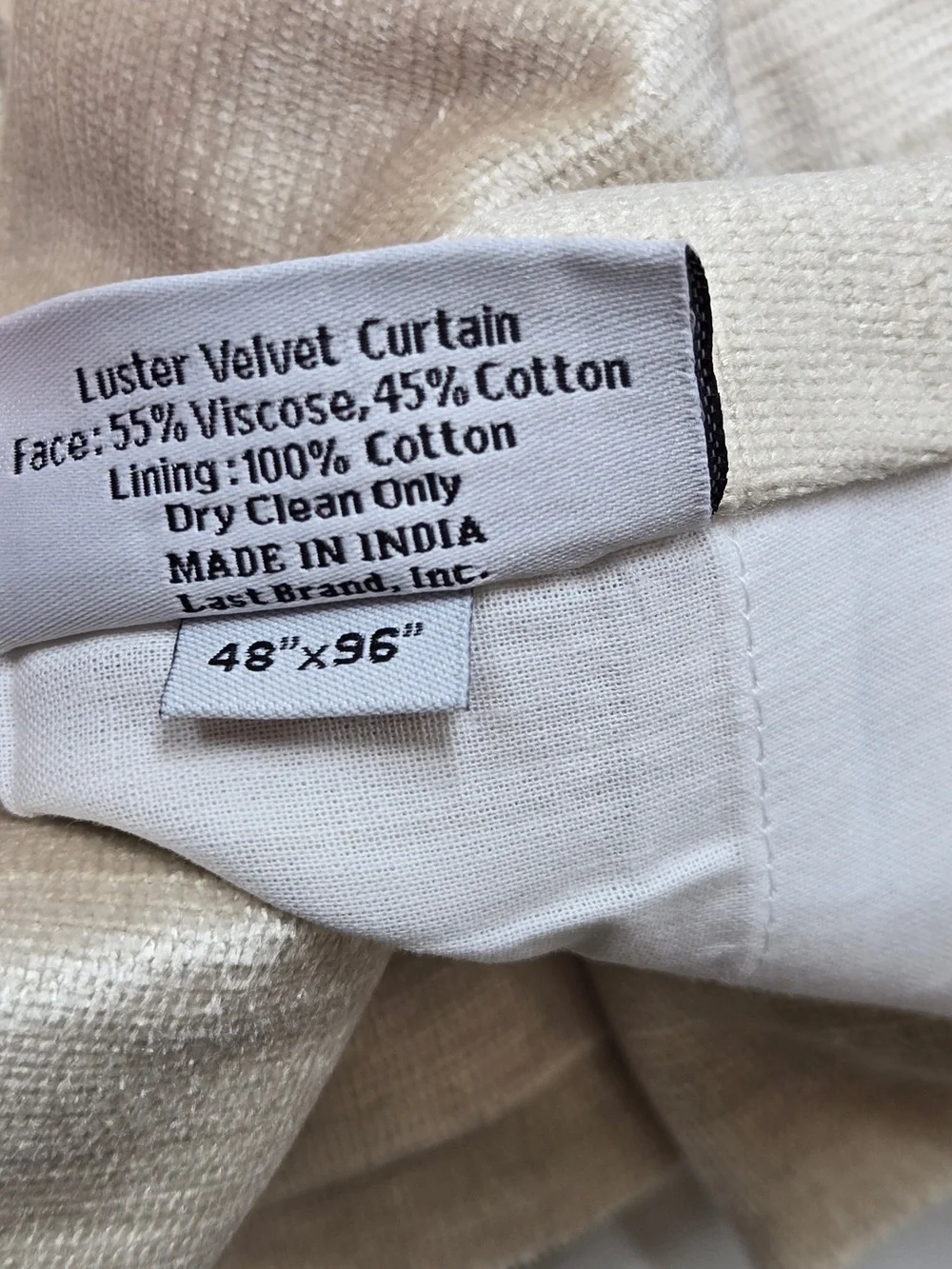NWT QUINCE Set Of 2 48x96 Luster Velvet Curtains Champagne 8928 - Picture 10 of 12